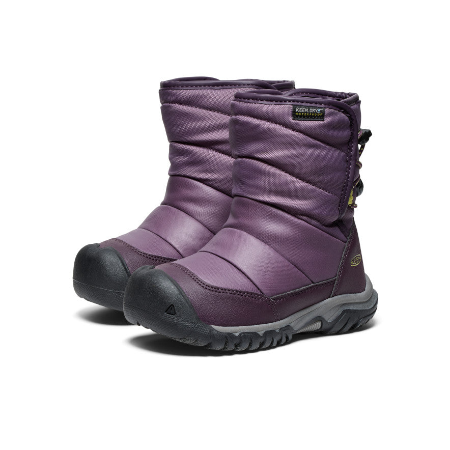 Little Kids' Puffrider Waterproof Winter Boot | Black Plum/Daiquiri Green - Image 2
